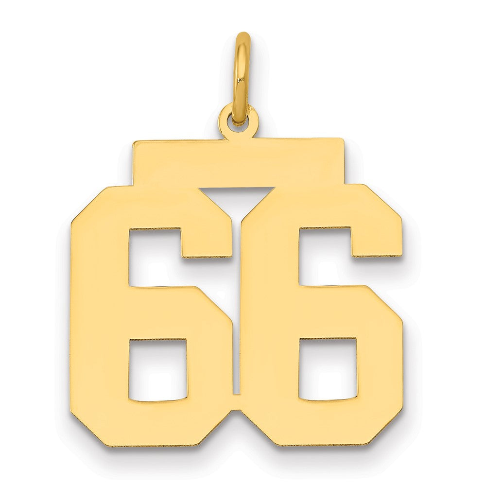 14k Medium Polished Number 66 Charm, 0.85 g
