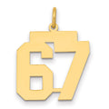 14k Medium Polished Number 67 Charm, 0.74 g
