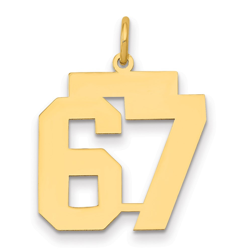 14k Medium Polished Number 67 Charm, 0.74 g