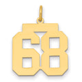 14k Medium Polished Number 68 Charm, 0.84 g