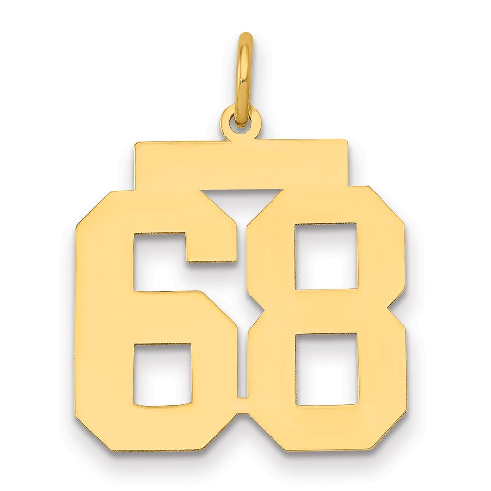 14k Medium Polished Number 68 Charm, 0.84 g