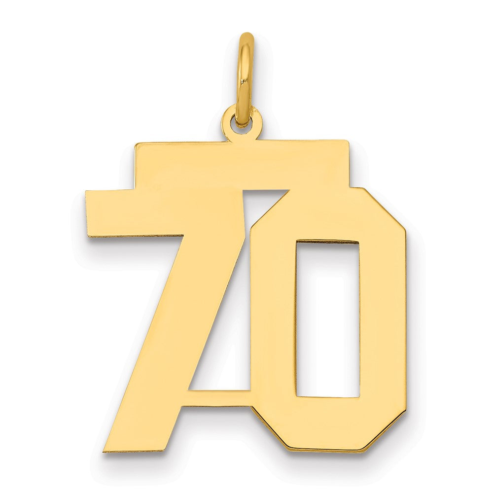 14k Medium Polished Number 70 Charm, 0.86 g