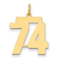 14k Medium Polished Number 74 Charm, 0.67 g