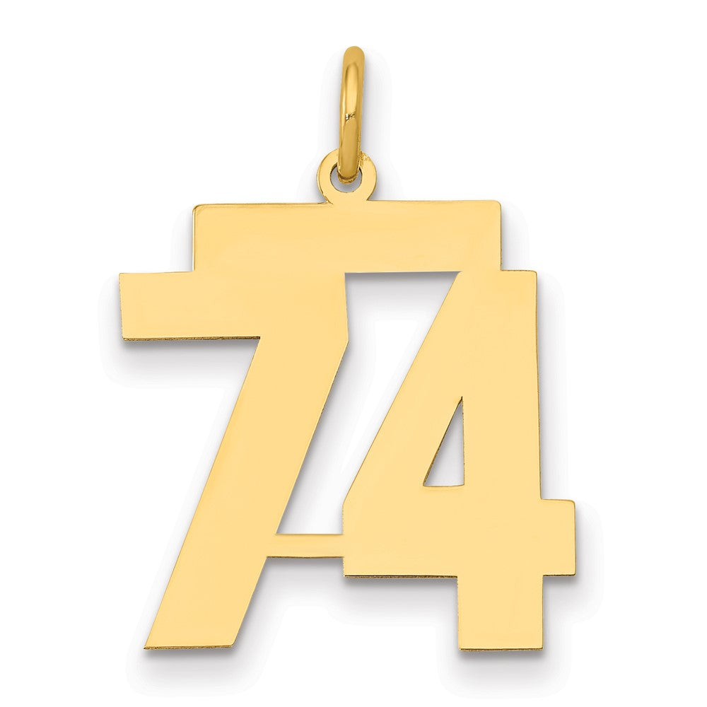 14k Medium Polished Number 74 Charm, 0.67 g