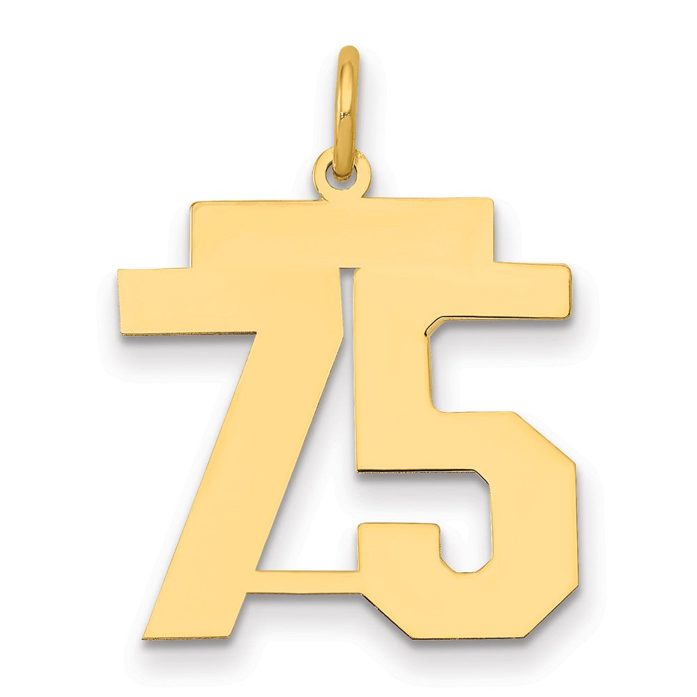 14k Medium Polished Number 75 Charm, 0.72 g