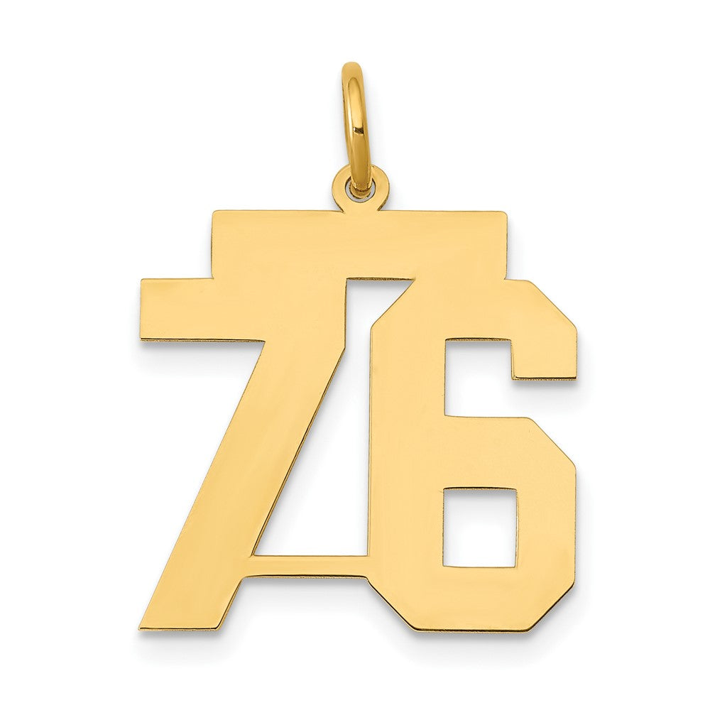 14k Medium Polished Number 76 Charm, 0.74 g