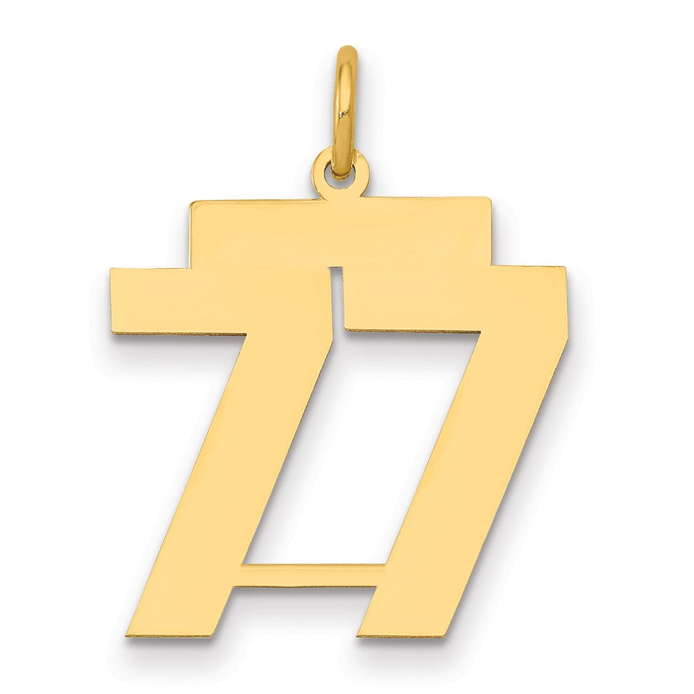 14k Medium Polished Number 77 Charm, 0.64 g