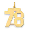 14k Medium Polished Number 78 Charm, 0.73 g