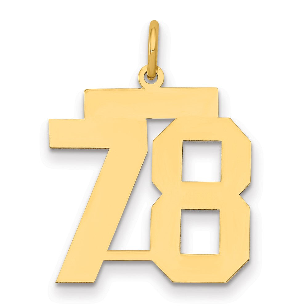 14k Medium Polished Number 78 Charm, 0.73 g