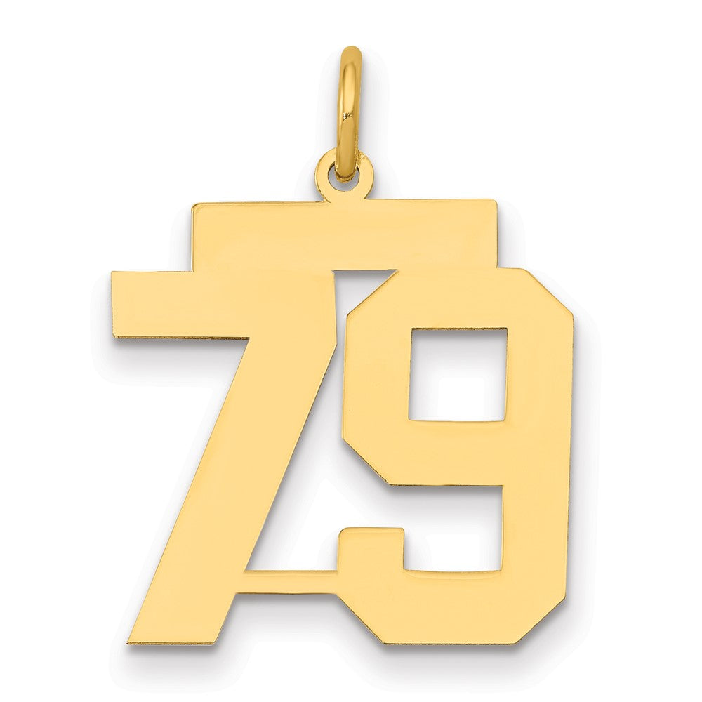 14k Medium Polished Number 79 Charm, 0.72 g