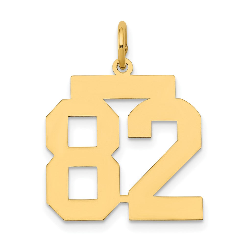 14k Medium Polished Number 82 Charm, 0.79 g