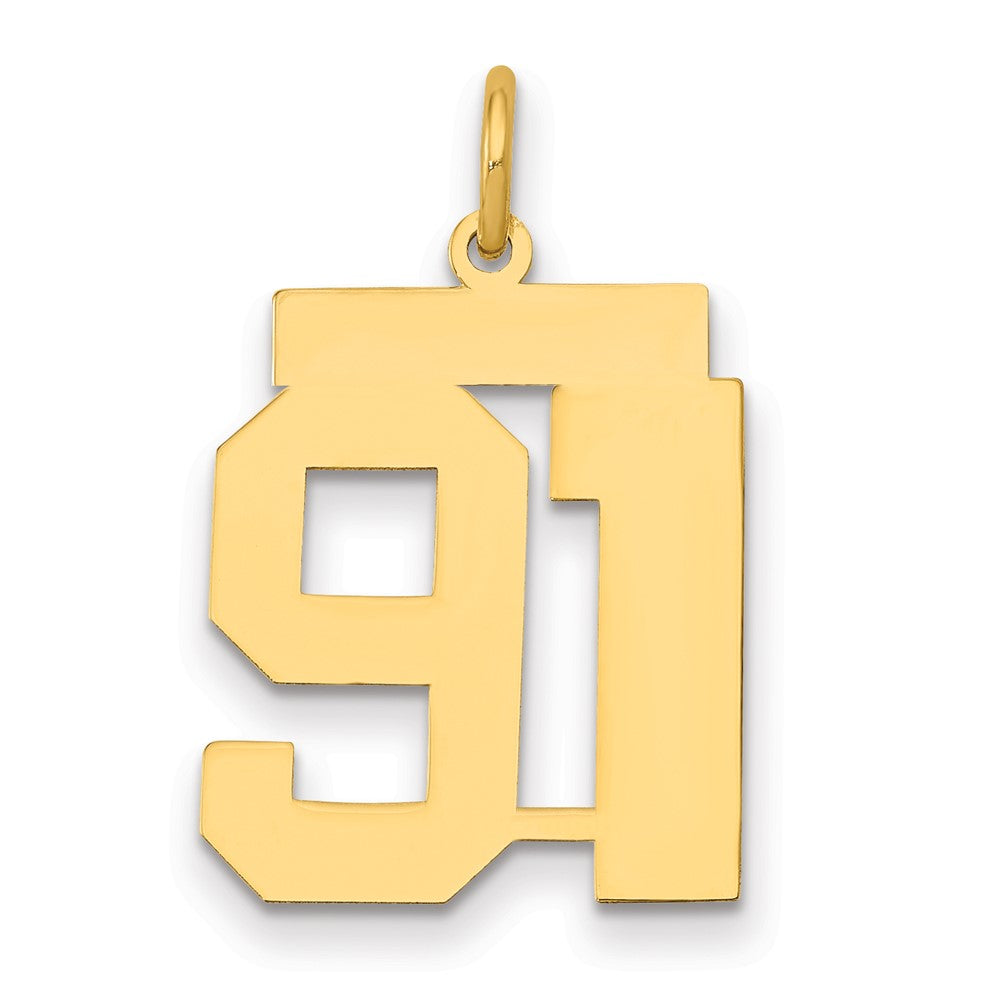 14k Medium Polished Number 91 Charm, 0.7 g
