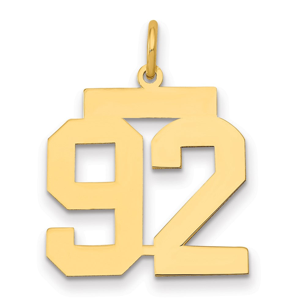 14k Medium Polished Number 92 Charm, 0.78 g