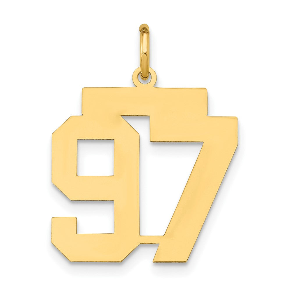 14k Medium Polished Number 97 Charm, 0.72 g