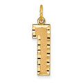 14k Large Brushed Diamond-cut Number 1 Charm, 21.16 x 6.83 mm