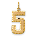 14k Large Brushed Diamond-cut Number 5 Charm, 20.38 x 10.68 mm