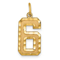 14k Large Brushed Diamond-cut  Number 6 Charm, 20.38 x 11.81 mm