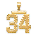 14k Large Brushed Diamond-cut Number 34 Charm, 24.04 mm