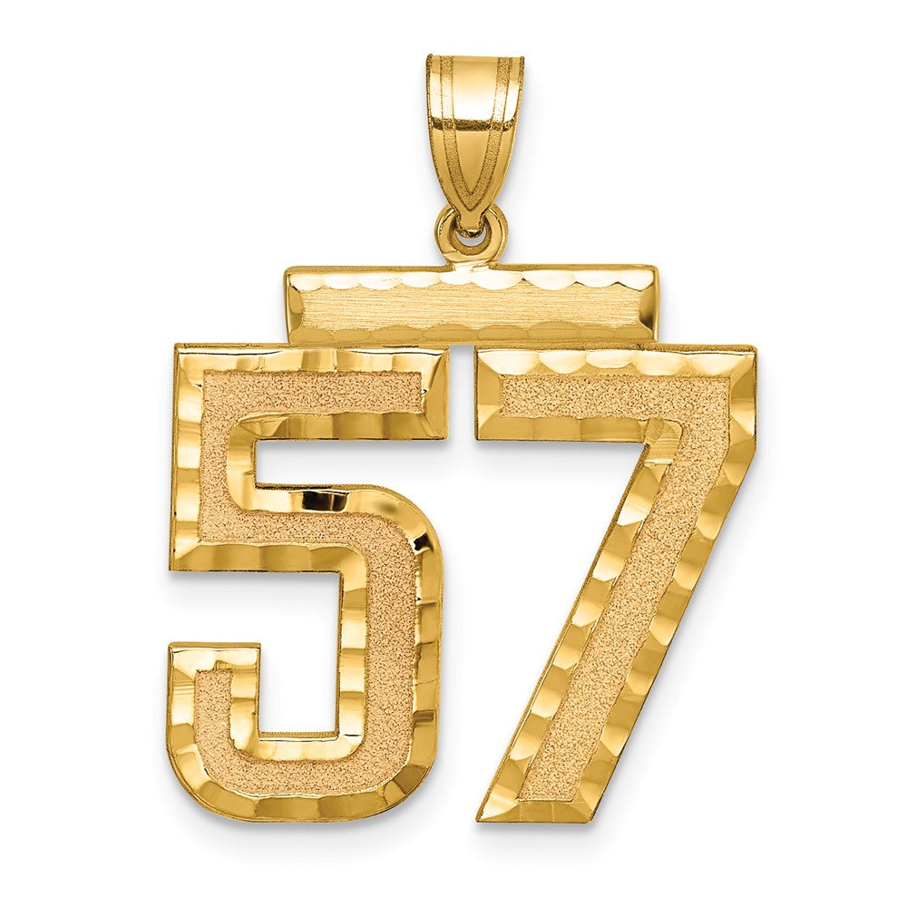 14k Large Brushed Diamond-cut Number 57 Charm