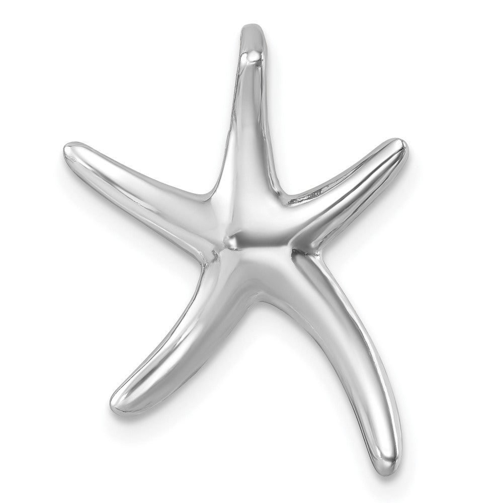Sterling Silver Rhodium-plated Polished Sea Star Chain Slide, 22 x 16.5 mm