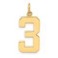 14k Large Polished Number 3 Charm, 20.88 x 10.37 mm