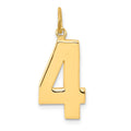 14k  Large Polished Number 4 Charm, 20.88 x 10.88 mm