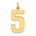14k  Large Polished Number 5 Charm, 20.88 x 11.03 mm