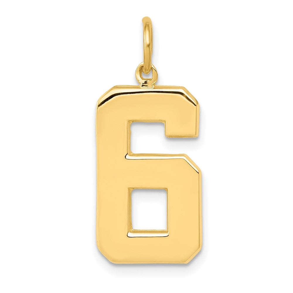 14k  Large Polished Number 6 Charm, 20.88 x 11.4 mm