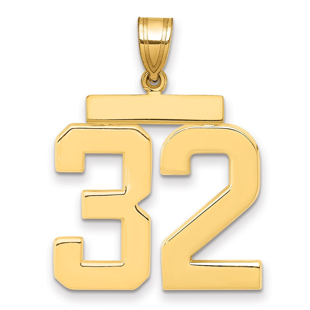 14k Large Polished Number 32 Pendant, 20.88 x 23.22 mm