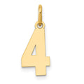 14k Small Polished Number 4 Charm, 14.34 x 7.11 mm
