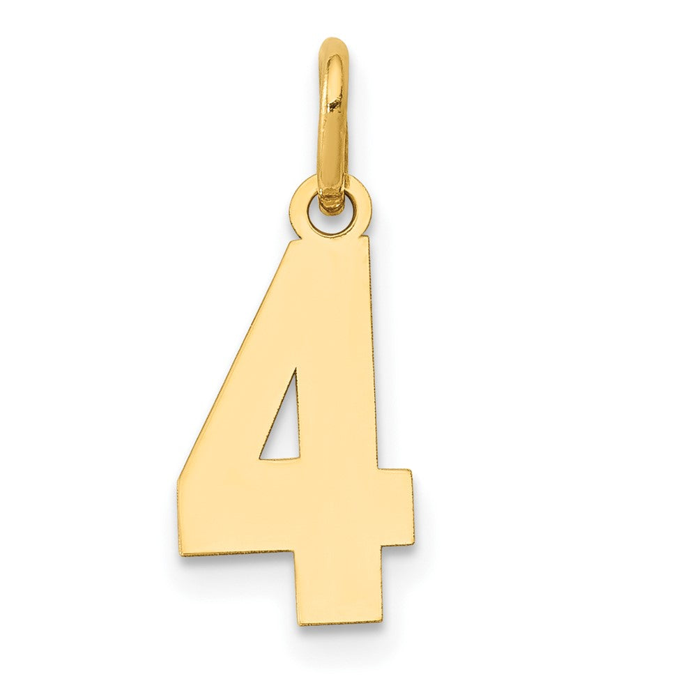 14k Small Polished Number 4 Charm, 14.34 x 7.11 mm