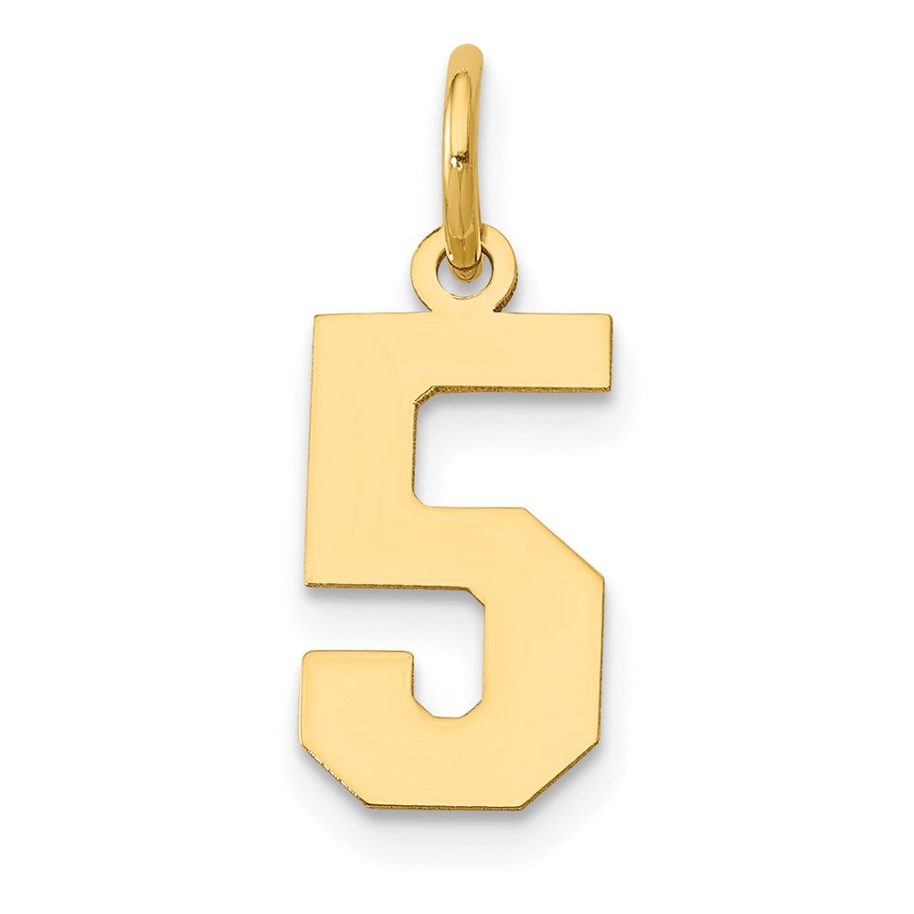14k Small Polished Number 5 Charm, 14.5 x 7.09 mm