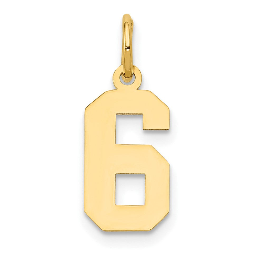 14k Small Polished Number 6 Charm, 14.45 x 7.11 mm