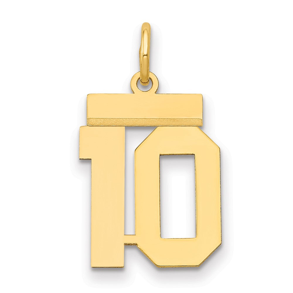 14k Small Polished Number 10 Charm, 0.59 g