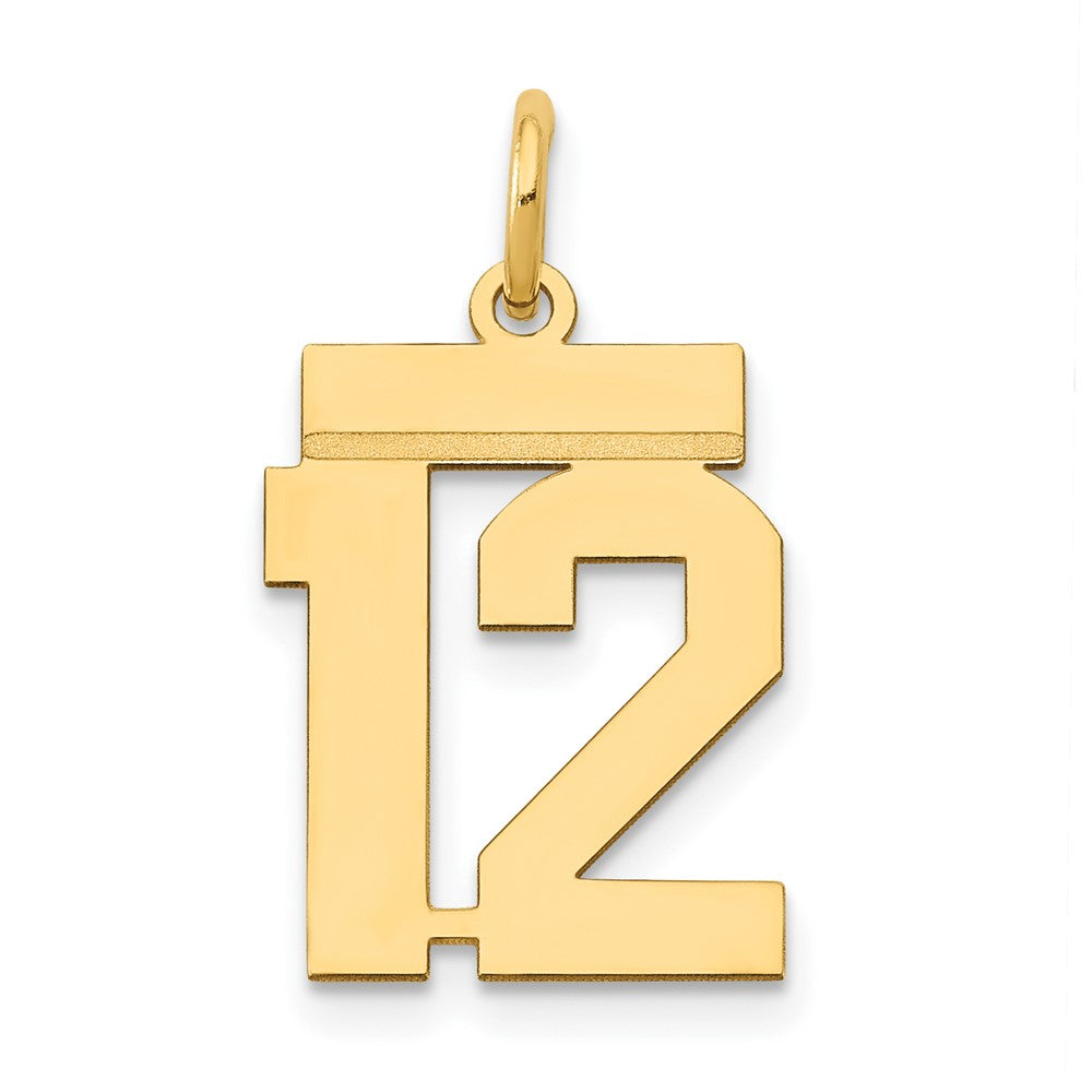 14k Small Polished Number 12 Charm, 0.57 g