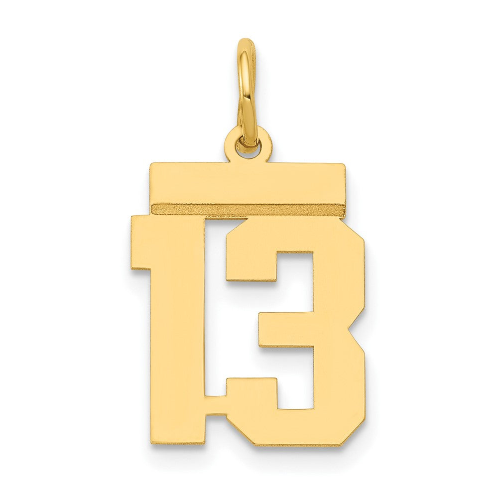 14k Small Polished Number 13 Charm, 0.59 g