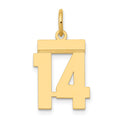 14k Small Polished Number 14 Charm, 0.57 g