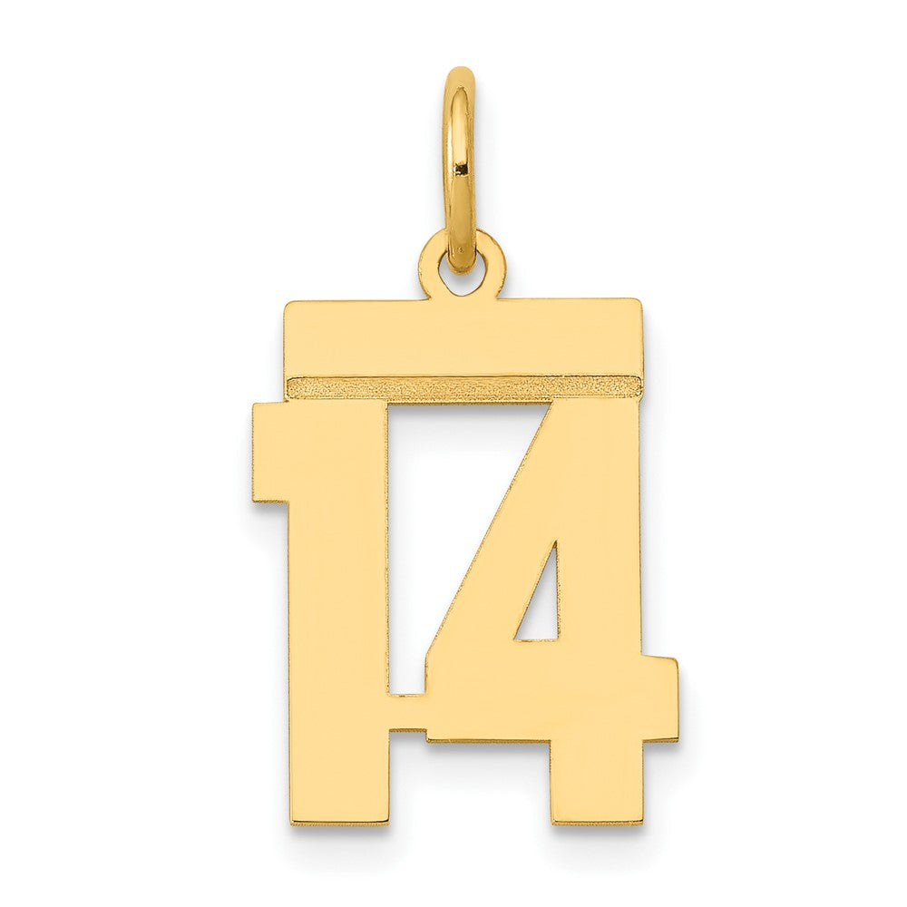 14k Small Polished Number 14 Charm, 0.57 g