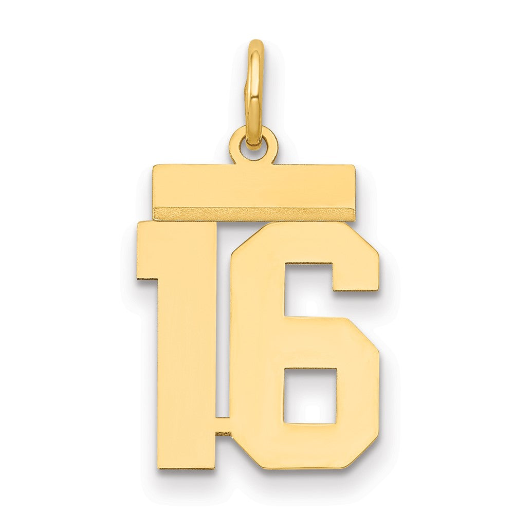 14k Small Polished Number 16 Charm, 0.61 g