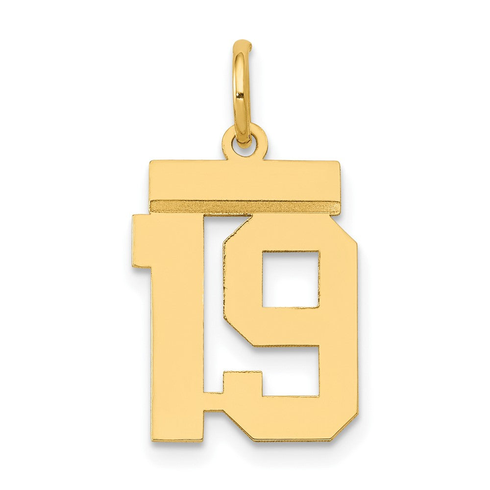 14k Small Polished Number 19 Charm, 0.61 g