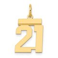 14k Small Polished Number 21 Charm, 0.59 g