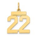 14k Small Polished Number 22 Charm, 0.65 g