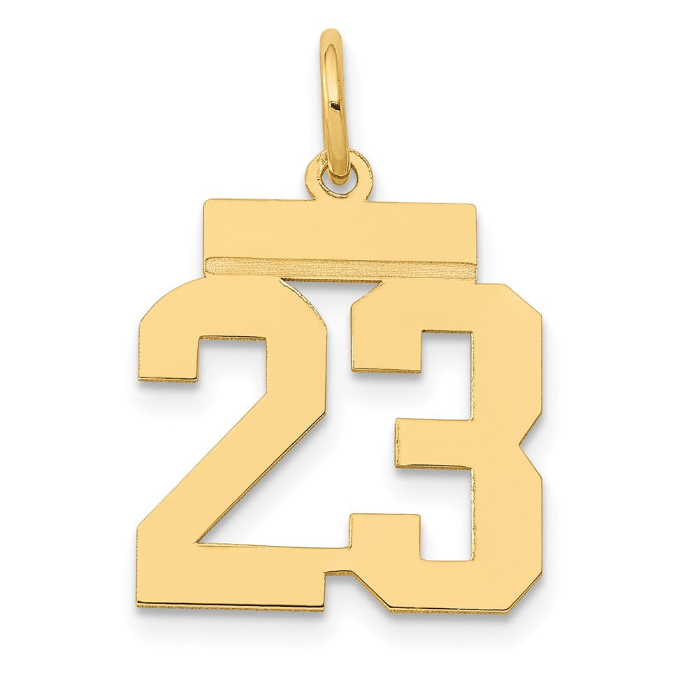 14k Small Polished Number 23 Charm, 17.27 x 14.93 mm