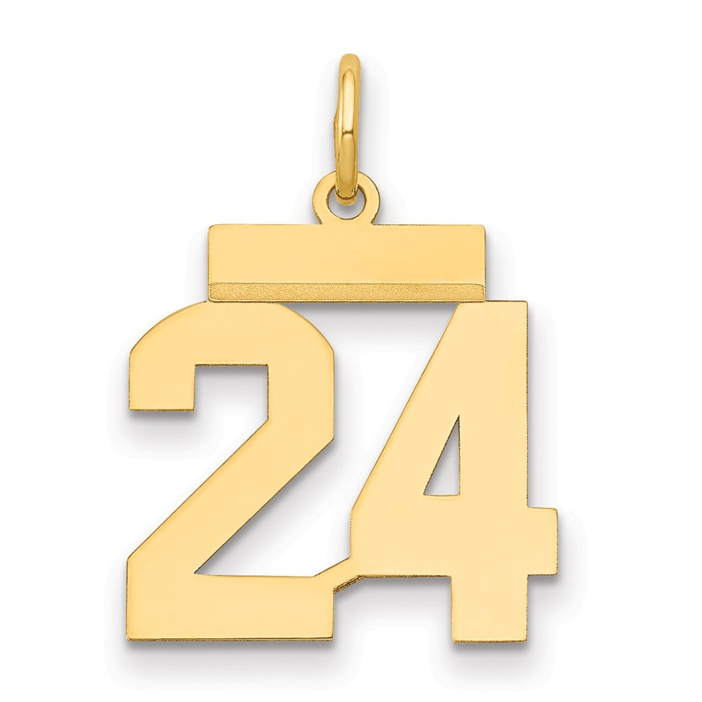 14k Small Polished Number 24 Charm, 0.64 g