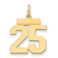 14k Small Polished Number 25 Charm, 0.65 g