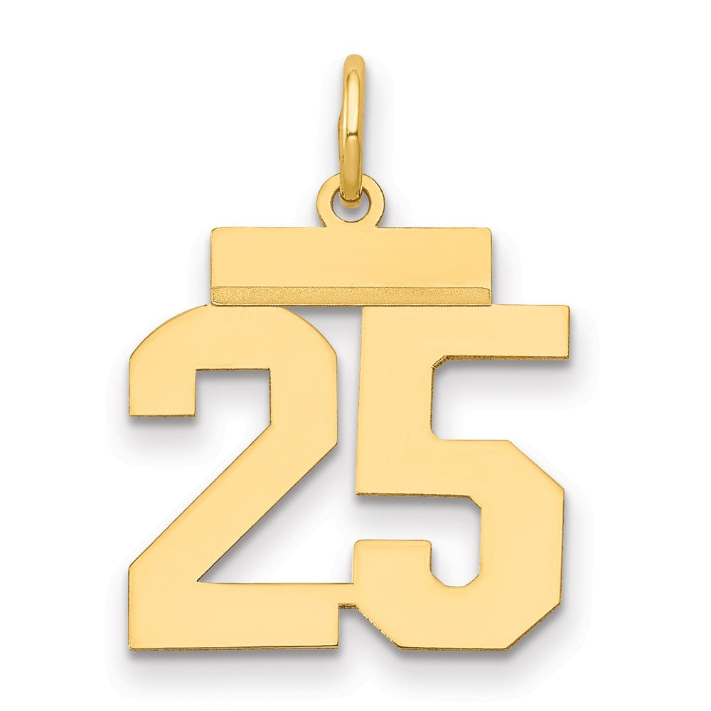 14k Small Polished Number 25 Charm, 0.65 g