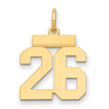14k Small Polished Number 26 Charm, 0.64 g