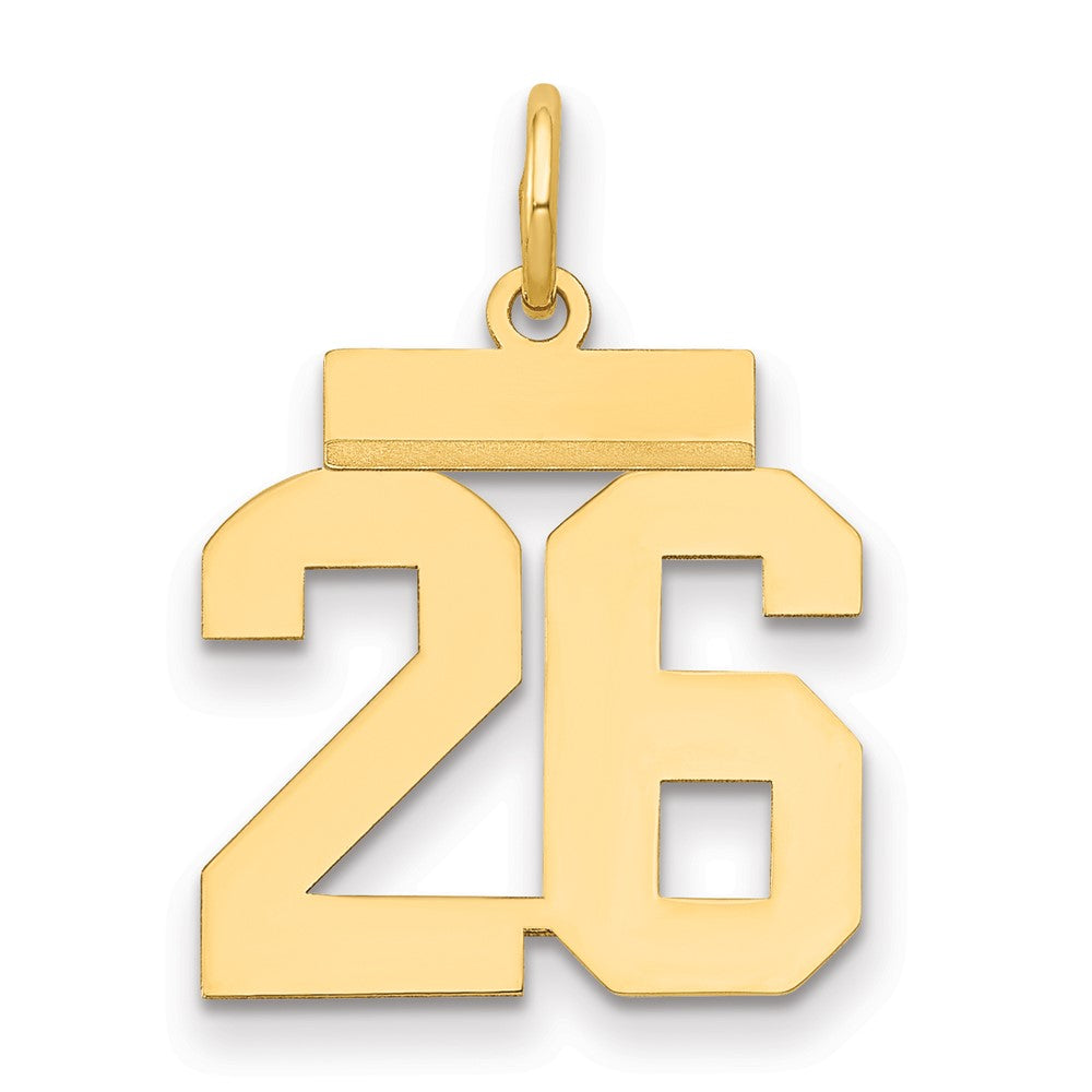 14k Small Polished Number 26 Charm, 0.64 g