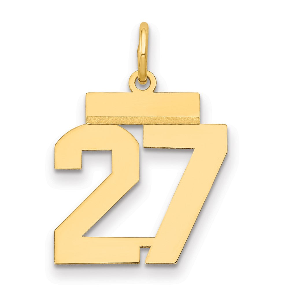 14k Small Polished Number 27 Charm, 0.59 g