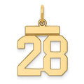 14k Small Polished Number 28 Charm, 0.65 g